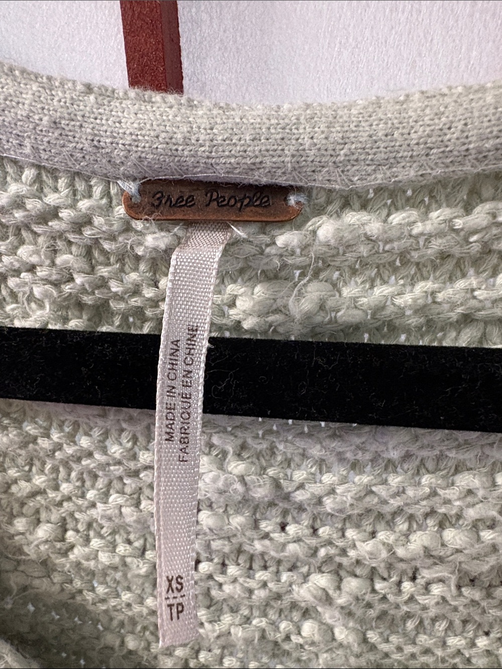 Free People Cream Textured Knit Crewneck Sweater. But very oversized